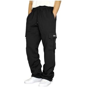 Snakell Men’s Casual Fleece Joggers Drawstring Sweatpants Trousers Cotton Stretch Athletic Pants Cargo Work Trousers Men Comfort Tracksuit Bottoms Pants Loose fit Gym Running Workout Sports Pants (Black, XL)