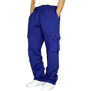 Snakell Mens Fleece Joggers Winter Warm Thermal Trousers Thick Athletic Tracksuit Bottoms Fleece Lined Jogging Bottoms Drawstring Lounge Pants with Pockets (Blue-B, XL)