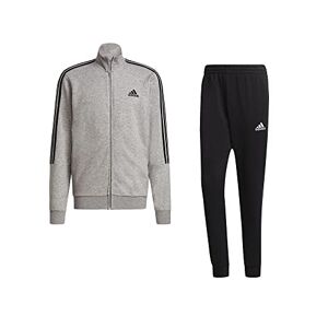 adidas GK9975 M 3S FT TT TS Tracksuit mens top:medium grey heather/black bottom:black/white, Size 38-40 UK