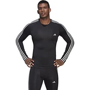 adidas Men's Techfit 3-Stripes Training Long-Sleeved Top T-Shirt (Long Sleeve) Black