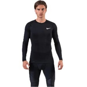 Nike M Np Top Ls Tight Long Sleeved T-Shirt - Black/(White), Large-T