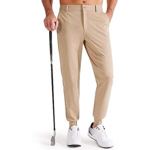 Libin Men's Golf Joggers Stretch Slim Fit Golf Pants Jogging Bowling Outdoor Chino Trousers Sports Running Casual with Pockets, Khaki L