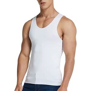 Generic T Shits Men's Ice Silk Vest Fitness Narrow Shoulder Running Sports Seamless Quick Drying Inside and Outside Wear Summer Youth. Seamless Tops for Men (White, XL)