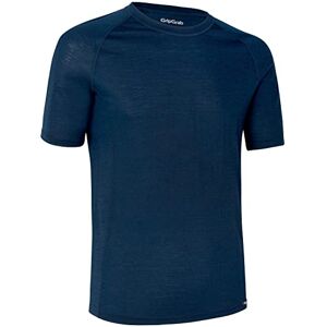 GripGrab Unisex's Merino-Wool Polyfibre Short Sleeve Cycling Base Layer-Thermal Bicycle Hiking Under-Shirt-Black and Navy-Blue, X-Small