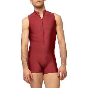 Hedmy Mens Sports Jumpsuit Fitness Solid Color Sleeveless Leotard Workout Gymnastics Dance Training Bodysuit Red M