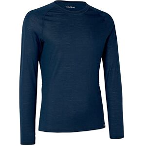 GripGrab Merino-Wool Polyfibre Long Sleeve Cycling Base Layer - Thermal Bicycle Hiking Under-Shirt - Black and Navy-Blue