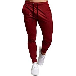 ABNMJKI Jogging Pants Sport Pant for Men Running Fitness Joggers with Fitness Muscle Gym Sweatpants Workout Long Pants Drawstring Pant (Color : Red, Size : XL)