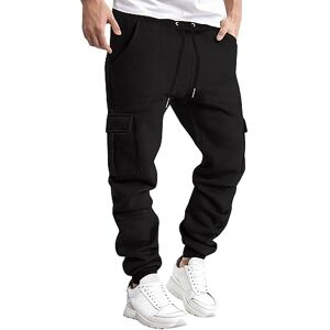 Snakell Sweatpants Mens Casual Cargo Joggers Tracksuit Bottoms Trousers Cotton Jogging Tracksuit Drawstring Outdoor Pants Work Pants Regular Sports Joggers Slim Fit Gym Yoga Sports Pants with (Black, M)