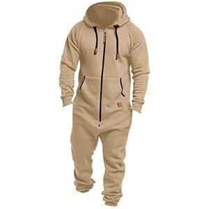 Generic Mens Jumpsuit Onesie Hooded Jumpsuit Unisex Zip Up One Piece Playsuit Jogger Sweatsuit Overall Romper Adult Onesie With Hood