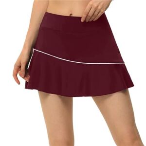KYATON Tennis Skirt Tennis Running Skirts Sports Yoga Sports Fitness Skirts-Burgundy - White-3Xl