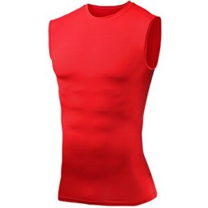 Thorogood Sports PowerLayer Men's Sleeveless Compression Base Layer Vest Training Sports Workout Top - Red, M