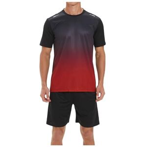 WAZHAKU Tracksuit Men's Short Jogging Suit Breathable Sweatsuits T-Shirts + Lightweight Short Summer Leisure Suit Men Quick-Drying Sports Suit Fitness Suit Sports Trousers Sports Set, red, XXL