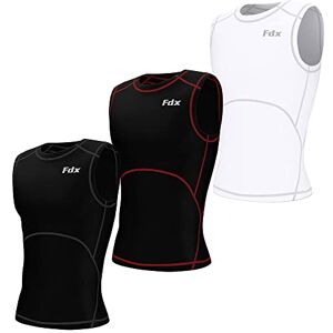 FDX Mens Compression Armour Base Layer Tops Running Sleeveless Sports Shirt (Pack of 3, Small)