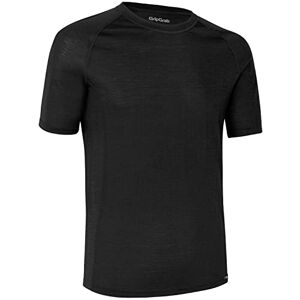 GripGrab Unisex's Merino-Wool Polyfibre Short Sleeve Cycling Base Layer-Thermal Bicycle Hiking Under-Shirt-Black and Navy-Blue, X-Small