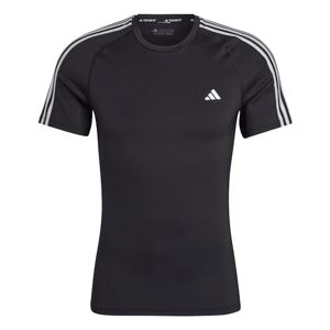 adidas Male Adult Techfit 3-Stripes Training T-Shirt (Short Sleeve) Black
