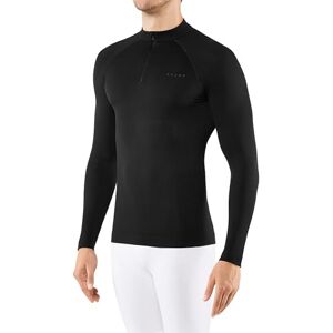 FALKE Men's Warm Tight Fit Zipped Longsleeved Functional Shirt, Thermal Underwear, Black (Black 3000), S (1 Piece)