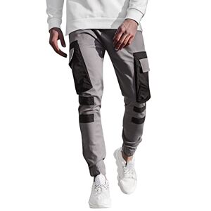 Snakell Men's Cargo Trousers Jogger Cotton Casual Sweatpants Slim Fit Pants Athletic Sports Drawstring Pockets Jogger Trousers Comfort Trousers Tracksuit Bottoms Pants Gym Running Workout Pants (Grey, M)