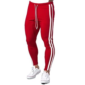 ABNMJKI Jogging Pants Skinny Joggers Pants Men Running Sweatpants Cotton Track Pants Gym Fitness Sports Trousers Male Bodybuilding Training Bottoms (Color : Red, Size : XL)