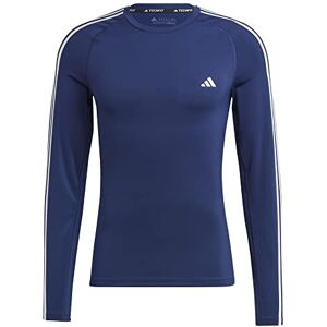 adidas Male Adult Techfit 3-Stripes Training Long-Sleeved Top T-Shirt (Long Sleeve) Dark Blue