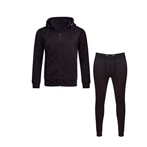 H&F &#174; Men's Plain Long Sleeve Hooded Tracksuit Set Full Zip Up Training Gym Bottoms Top Jogging Joggers Sweat Suits Sportswear Size S,M,L,XL Black