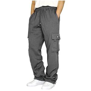 Snakell Men’s Casual Fleece Joggers Drawstring Sweatpants Trousers Cotton Stretch Athletic Pants Cargo Work Trousers Men Comfort Tracksuit Bottoms Pants Loose fit Gym Running Workout Sports Pants (Grey, XL)