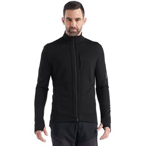 Icebreaker Merino Men's Quantum Iii Long Sleeve Wool Athletic Full Zip Sweater Sweatshirt, Black, XX-Large