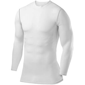 Thorogood Sports PowerLayer Compression Tops for Men and Boys Base Layers Men Running Top Thermal Shirt - White, XL