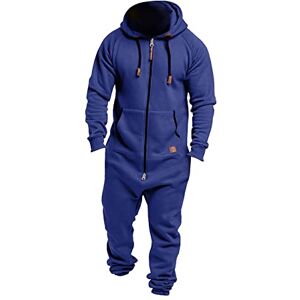 BGKKTLW Mens One Piece Jumpsuit Onesie Hooded Jumpsuit Unisex Full Zip Pockects Playsuit Jogger Sweatsuit Tracksuit Overall Romper Adult Onesie with Hood