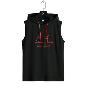 BAODANWUXIAN T shirts Men Men'S Sleeveless Hoodies Athletic Training Gym Tank Tops Sports Fitness T Shirts-Black-Xxxl