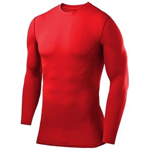 Thorogood Sports PowerLayer Compression Tops for Men and Boys Base Layers Men Running Top Thermal Shirt - Red, XL