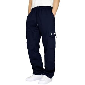 Snakell Mens Fleece Joggers Winter Warm Thermal Trousers Thick Athletic Tracksuit Bottoms Fleece Lined Jogging Bottoms Drawstring Lounge Pants with Pockets (Navy-8, XL)