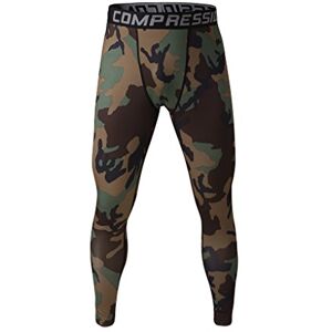 Men's Workout Compression Tights Training Thermal Base Layer Pants Fitness Gym Running Sport Performance Leggings S M L XL (Large, Camo Green)