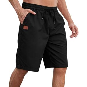 ⭐ Shorts For Men Uk,240602dia2766 Work Shorts Work Shorts Pockets Womens Summer Shorts Solid Color Walking Shorts Men Elastic Waist Men Hiking Shorts Drawstring Cargo Trousers for Men UK Men's Gym Shorts Black