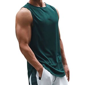 XiinxiGo Men's Vest Running Sleeveless T-Shirt Gym Tank Top Quick-Dry Sports Vest for Training Basketball Fitness,Green 1,L