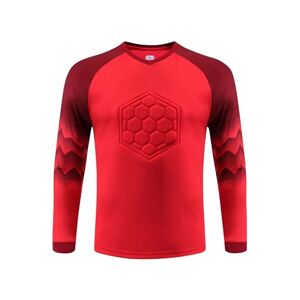 Hedmy Mens Soccer Goalkeeper Jersey Uniform Padded Goalie Shirt Training Long Sleeve Sportwear Running Top Red XXL
