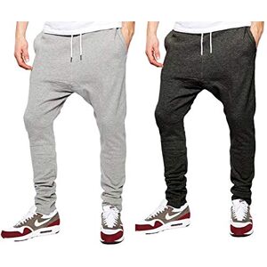 Owasi 2 Pack Mens Gym Joggers Sweatpants Tracksuit Jogging Bottoms Running Trousers with Pockets (1x Grey + 1x Charcoal, XL)