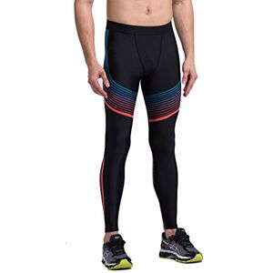 Fringoo&#174; Mens Compression Tights Workout Long Running Training Rugby Basketball Fitness Base Layer Gym Pants Thermal Long Sport Gear Performance Black Leggings S M L XL (Small, Stripes Rainbow)