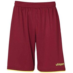 uhlsport Club Men's Football Shorts, Mens, 100380606, Burgundy/Fluorescent Yellow, 2XL