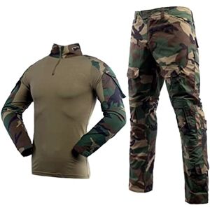 Yuandiann YuanDian Mens Tactical Camouflage Clothing Sets, Camo Long Sleeve Shirts + Multipocket Combat Pants Airsoft Hiking Hunting Camping Outdoor Military Frog Uniform Jungle Camo XL