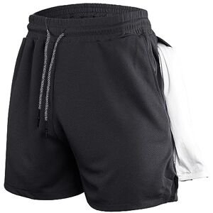 Visiblurry Workout Running Shorts for Men - Quick Drying Men Casual Pants,Men's Activewear Elastic Shorts for Squatting, Weight Lifting, Running, Walking, Cycling, Boxing Black