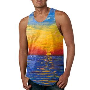 Mens Printing Beach Vest Tshirt Casual Sleeveless Yoga Soft Sports Top