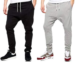 Owasi 2 Pack Mens Gym Joggers Sweatpants Tracksuit Jogging Bottoms Running Trousers with Pockets (1x Black + 1x Grey, XL)