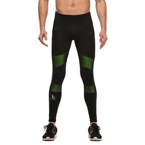 Fringoo &#174; Men's Compression Tights Workout Base Layer Training Running Leggings Gym Pants (X-Large, Green Mesh)