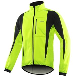 ARSUXEO Cycling Jacket Mens Waterproof Windproof Softshell Winter Thermal Breathable Bike Outerwear 15K Green Size Large