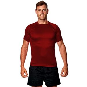 Athletic Sportswear Mens Gym T-Shirt Active Performance Wicking Cool Running Top Fitness Breathable Tee (S, Burgundy)