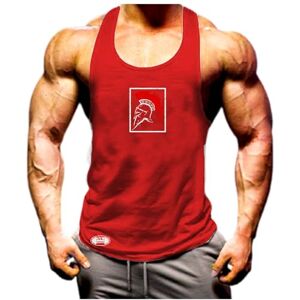 Sonswitharthritisprivatelimited Spartan Helemt Vest Gym Monster Clothing Bodybuilding Training Workout Exercise MMA Tank Top (UK, Alpha, L, Regular, Regular, RED)
