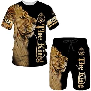 Hawcyen Summer Men's T-Shirts Sets Men’S Lion King Tracksuit Tops Shorts Sport and Leisure Suit TS1266 L