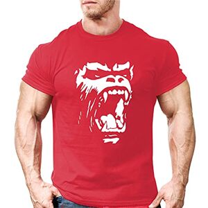Gorilla Roar Gym T-Shirt, Mens Gym Clothing Workout Training Bodybuilding Fitness Adults Top (Red, XXL, xx_l)