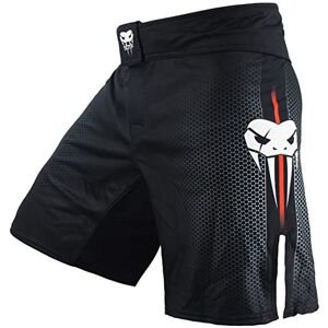 Hedmy Men Boxing Trunks Training Fight Shorts Gym Workout Sportswear Middle Waist Grappling Kickboxing Athletic Shorts Black M