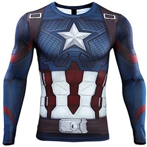 Lgycb WIOSEN Superheros Captain America Compression Top Teens Adults Cosplay Costume Base Layer Long Sleeve Shirts Mens Workout Sports Gym Tight Sweatshirt,Blue-Aldult L